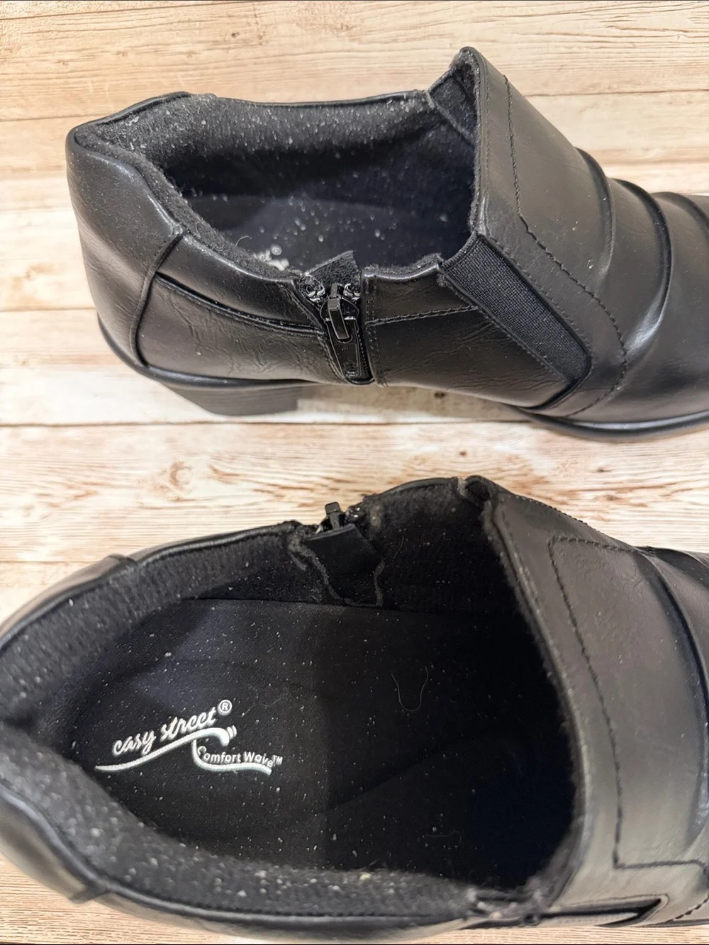 easy‎ street Black Slip-On Low Block Heel Comfort Shoes 11 NWOT